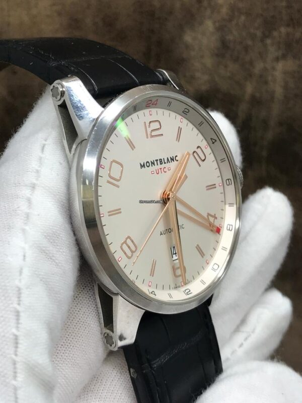 Montblanc Timerwalker Relógio masculino automático Voyager UTC 109136 com mostrador prateado b